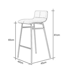 GJJSZ Sgabello da Bar-Sedia da Bar Artistica in Pelle PU in Ferro Sgabello Alto Moderno per la casa Seggiolone Anteriore per caffè per Il Tempo Libero(Colore:Blu,Dimensioni:Gambe Nere)
