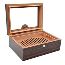 WY-YAN Vetro Trasparente Tetto apribile Visualizza Legno di Cedro Messa Humidor