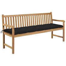 vidaXL Panca da Giardino con Cuscino Nero 175 cm in Massello di Teak