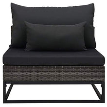 Tidyard Set Divani da Giardino in Polyrattan, Set Divani da Giardino con Cuscini, Set di Mobili da Giardino, Set Divano Esterno Grigio 3 pz