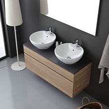 Kiamami Valentina MOBILE BAGNO CON TOP IN LEGNO ANTRACITE E LAVABO DA APPOGGIO DOPPIO | SOLE