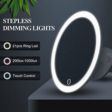 TOUCHBeauty Specchio Ingranditore 7X, Specchio Trucco con Luci Rotazione a 360°, Potente Ventosa, Tocco Intelligente per Bagno e Viaggi