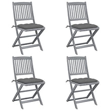vidaXL Sedie da Giardino Pieghevoli 4pz con Cuscini in Massello Acacia