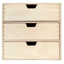 Creative Deco Mini Cassettiera in Legno | 3 Cassetti | 28.5 x 20 x 28.5 cm (+/- 1 cm) | Scatola Armadio di Stoccaggio | Compensato Non Verniciato | Perfetto per Conservare. Decoupage e Decorazioni