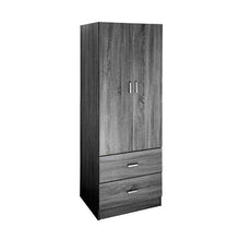 Gicos Armadio 2 Ante 2 cassetti 60x22x180cm Grigio arredo Camera da Letto 4882/180