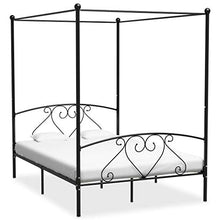 SKM Letto a Baldacchino Nero in Metallo 160x200 cm (27kg)