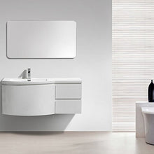 Mobile da bagno LAURANCE 1200, bianco lucido - armadietto e specchio a scelta, Specchio:Senza specchio, Versione:Lavabo a sinistra