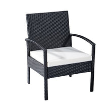 Outsunny Set Mobili in PE Rattan da Esterno con Tavolino, 2 Poltrone e Divano con Cuscini, Nero