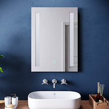 SIRHONA - Specchio a LED per bagno con illuminazione 60 x 45 cm, a specchio, da parete, per cosmetici