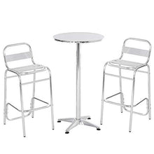 giordano shop Set Tavolino Alto e 2 Sgabelli da Giardino in Alluminio e Acciaio