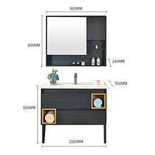 Set di Mobili da Bagno Armadio per Il Bagno in Legno Multistrato Mobile da Bagno Combinato armadietto Cabinet Set con Specchio (Color : Black, Size : 50x100x85cm)