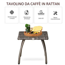 Tavolino da Giardino 45x45x44 cm in Rattan Sintetico Grigio