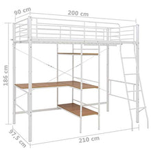 BIGTO - Struttura per letto a castello con struttura in metallo, per camera da letto, 90 x 200 cm, colore: Bianco