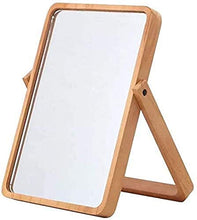 Specchio per il trucco da tavolo Specchio per il trucco con cornice in legno Specchio per il trucco Specchio per cosmetici Specchio da tavolo con cornice in legno e supporto per specchio da appendere,