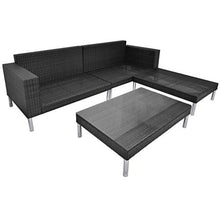 SKM Set Divani da Giardino 4 pz con Cuscini in Polyrattan Nero (51.2kg)