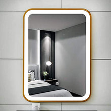 Specchio da Parete a LED, Specchio da Bagno con Luce, Specchio da Trucco/da Barba Rettangolare con Luce Bianca (Nero/Oro)