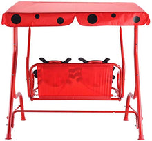 RELAX4LIFE Altalena da Giardino per Bambini con Baldacchino, con 2 Cinture di Sicurezza, 2 Posti, Colore Rosso, 112x75x108 CM