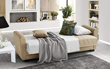 Divano 3 posti in tessuto lavabile beige - 220 x 88 x 83h cm, vano contenitore, trasformabile in letto una piazza e mezza