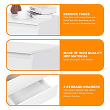 Wakects Comodino bianco moderno con 3 cassetti, 45 x 38,2 x 56 cm, mobile da notte per camera da letto