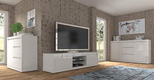 BIM Furniture Comò Bello Bianco I 105 cm Credenza Highboard Armadio Bianco Opaco/Bianco Lucido Due Ripiani Due Cassetti Italiano