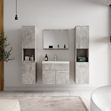 Badplaats B.V. - Set di mobili da bagno Montreal XL, 60 cm, con lavabo, mobile sottolavabo, armadietto alto, colore: grigio cemento