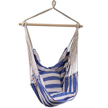PiuShopping Sedia Sospesa da Giardino,con Supporto in Legno, a Righe Bianco Blu - 91x45x52h
