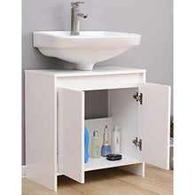 Etnicart - Mobiletto sottolavabo per bagno 58(L) x33x60 armadietto sottolavello cucina in legno con 2 sportelli bianco ottima capienza interna-