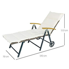 Outsunny Sdraio da Giardino Schienale Reclinabile 4 Livelli, Polyrattan e Alluminio, Chaise Longue da Esterno e Interno