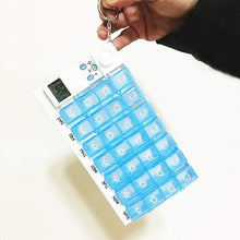 BGSFF Portapillole settimanale con promemoria Timer - Contenitore per Pillole da 7 Giorni a 28 Scomparti per casa e Viaggio - Organizer per medicinali con Allarme, Bianco