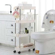 LPW Carrello da Cucina, 4 Scaffale per Cucina, Bianca Portaoggetti Scaffalatura,Carrellino Salvaspazio,Carrellino per Bagno Plastica,Grigio,A