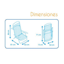 Solenny 50001072725168 – Sedia a sdraio-lettino con 4 posizioni, con manici e gamba pieghevole sullo schienale, colore: blu e bianco
