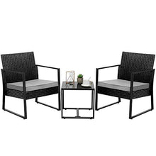 Femor Set da Giardino, Set Mobili da Giardino in Poly Rattan, Set Divani da Giardino Casual, con Tavolino e Cuscino Comodo, 2 Poltrona, Comodo Divano da Esterno