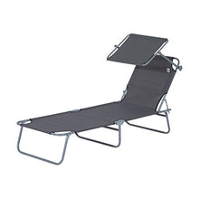 Outsunny Lettino Prendisole da Giardino, Sdraio Pieghevole e Regolabile con Tettuccio in Tessuto Grigio, 187x58x50cm