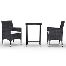 FAMIROSA Set da Bistrot per Giardino 3 pz in Polyrattan e Vetro Nero-8378