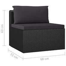 Tidyard Set Divani da Giardino 7 pz con Cuscini in Polyrattan Nero, Set divani da Giardino da Esterno, Divano angolare da Giardino