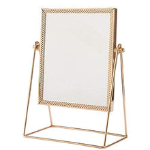 AITAOZI Specchio per Il Trucco da Tavolo, Specchio da vanità Pieghevole Desktop Quadrato, Specchio Pieghevole Portatile con Supporto in Rame 90 ° Regolabile, Specchio cosmetico in Piedi