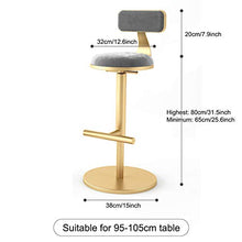 NBXLHAO Sgabello Alto, Poltrona Elevabile Manuale, Flanella/Cuscino, 65-80 Cm, Sedia Gambe Oro/Nero, per Salone di Bellezza, Cucina, Camera da Letto,Backrest-B