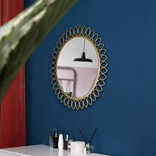 Specchio Decorativo per Bagno, Specchio da Toeletta Rotondo da Parete in Ferro Battuto