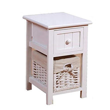 AINIYF Tavolo Comodino in Legno for Comodino for divani Organizer 2 Livelli 1 cestini e 1 Comodino Bianco