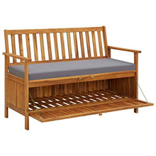 Panchina da giardino con vano portaoggetti, 120 cm, in legno di acacia