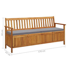 Panchina da giardino con vano portaoggetti e supporto, 170 cm, in legno di acacia