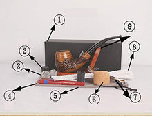 Set di pipe per tabacco, antivento con custodia per tabacco, supporto in legno e accessori per fumatori, A1,20cm