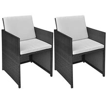 FAMIROSA Sedie da Giardino 2 pz con Cuscini in Polyrattan Nere-2559