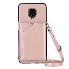Lanyard - Custodia per carte di credito per Xiaomi Redmi Note 9S/Redmi Note 9 Pro/Redmi Note 9 Pro Max (oro rosa)