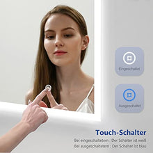 Meykoers specchio da parete specchio da bagno specchio da bagno LED con illuminazione 80x60cm con interruttore tattile e specchio con luce antiappannamento bianco freddo 6400K