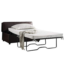 Pouf Ottomano Divano Letto Singolo Cassapanca Poggiapiedi Contenitore Struttura Legno e Ecopelle Sgabello Panca