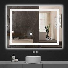 Yinleader Specchio da parete per bagno a LED con illuminazione, 60 x 80 cm, con interruttore touch, luce a 3 colori, luminosità regolabile in bianco caldo, bianco freddo