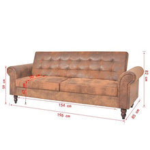 Festnight Divano Letto Chesterfield Moderno con Braccioli Pelle Scamosciata Sintetica Marrone