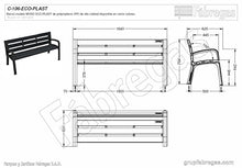 Fábregas C-106-ECO-PLAST - Panca da giardino in plastica, 165 x 63 cm, colore: Grigio