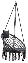 AMANKA Sedia Sospesa in macramè 80cm con Cuscino - Poltrona Appesa Boho Fino a 120kg Rotonda Grigio